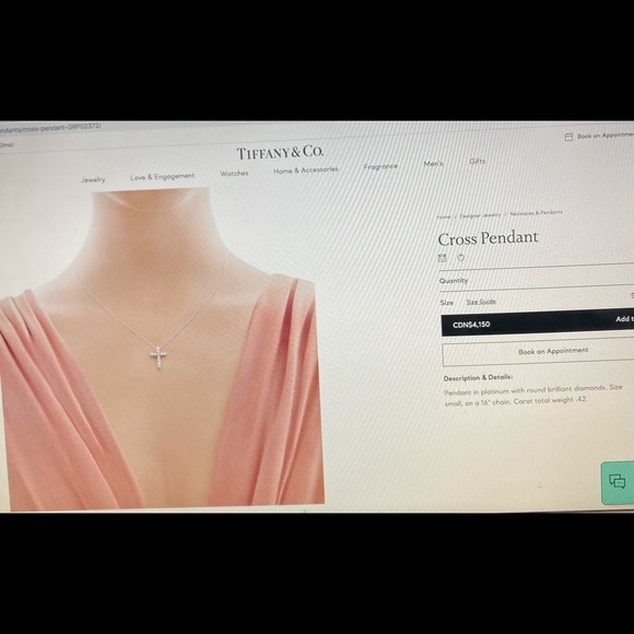 Tiffany Diamond Cross Platinum Necklace - Picture 5 of 5